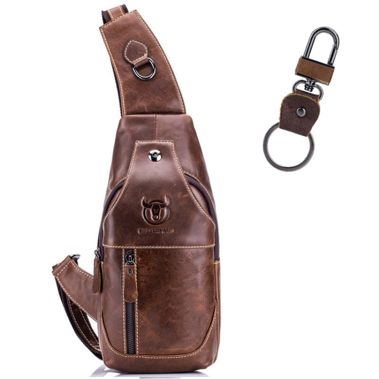 BULL CAPTAIN 019 Retro Men Leather Crossbody Shoulder Bag First-Layer Cowhide Chest Bag, Colour: Black + Buckle My Store