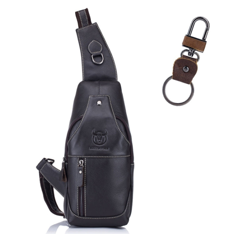 BULL CAPTAIN 019 Retro Men Leather Crossbody Shoulder Bag First-Layer Cowhide Chest Bag, Colour: Black + Buckle My Store