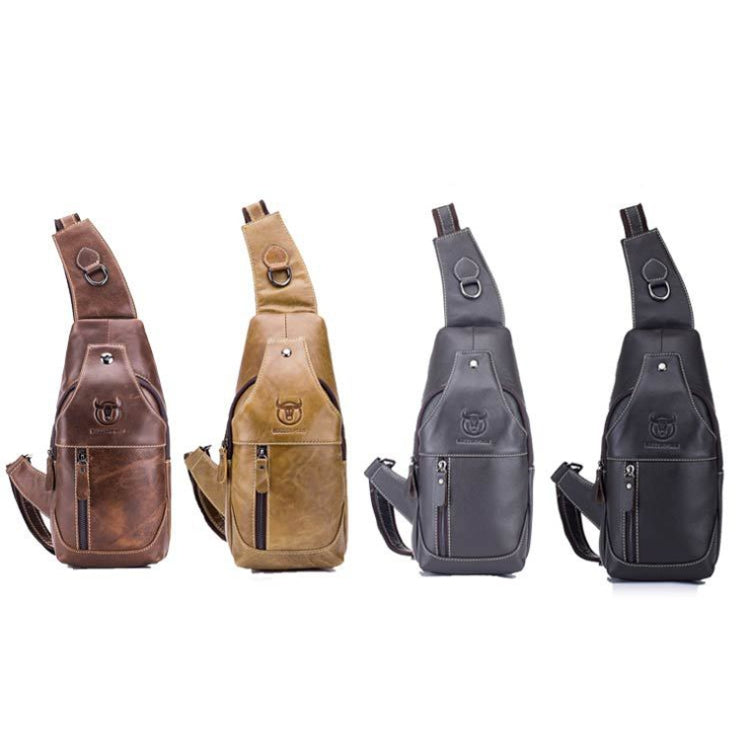 BULL CAPTAIN 019 Retro Men Leather Crossbody Shoulder Bag First-Layer Cowhide Chest Bag, Colour: Black + Buckle My Store