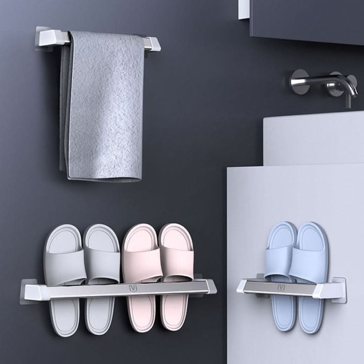 Vilscijon Aluminum Alloy Wall Hanging Shelf Bathroom Toilet Slippers Towel Rack, Colour: Short Silver Reluova