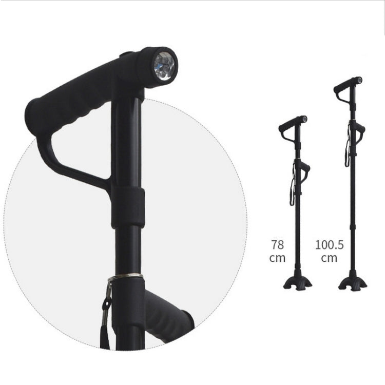 Multifunctional Folding Double-Handle Elderly Crutches Aluminum Alloy Elderly Power-Assisted Walking Sticks Four-Legged Walking Sticks With Lights Reluova