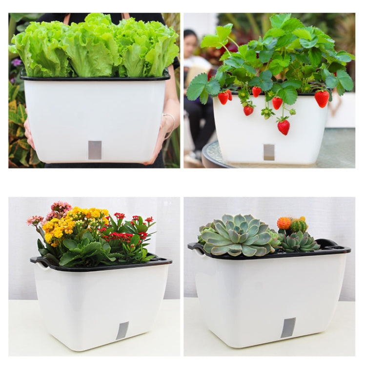 Family Balcony Rectangular Plastic Self-Absorbent Vegetable Growing Pot Flower Pot, Style: My Store