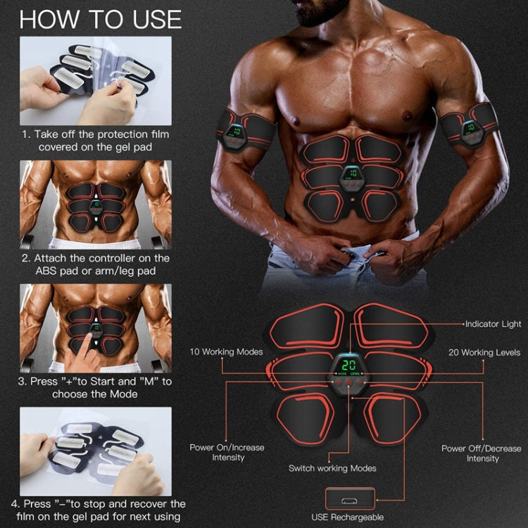 EMS Portable Abdomen Device Electric Abdominal Muscle Stickers with LCD Screen Display