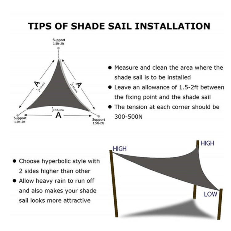 Triangle Outdoor Garden Sunshade Sail Waterproof Anti-UV Canopy, Size: 3m x 3m x 4.3m Reluova