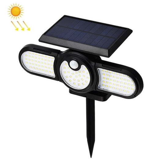 TG-TY080 3-Heads Rotatable Solar Wall Light Outdoor Waterproof Human Body Induction Garden Lawn Lamp