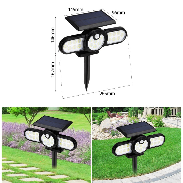 TG-TY080 3-Heads Rotatable Solar Wall Light Outdoor Waterproof Human Body Induction Garden Lawn Lamp