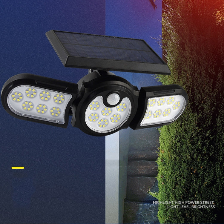 TG-TY080 3-Heads Rotatable Solar Wall Light Outdoor Waterproof Human Body Induction Garden Lawn Lamp