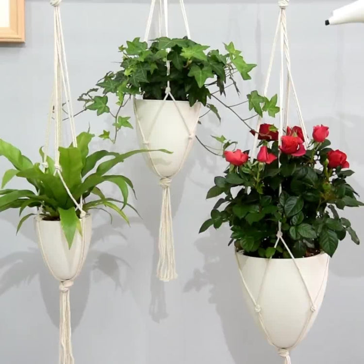 Handmade Hemp Rope Hanging Plastic Water Storage Flowerpot, Size: D03 Caliber 11.5cm My Store