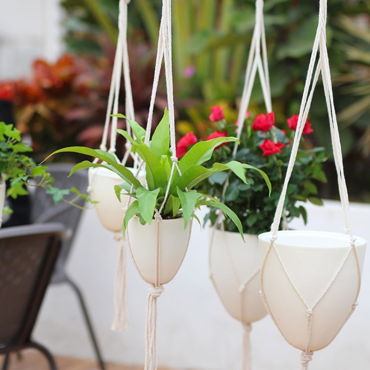 Handmade Hemp Rope Hanging Plastic Water Storage Flowerpot, Size: D03 Caliber 11.5cm My Store