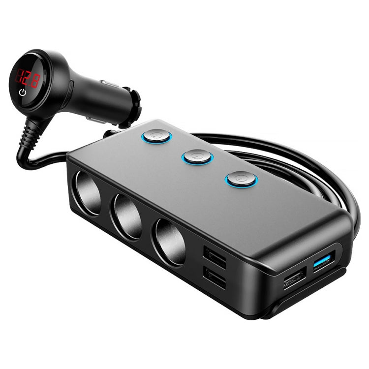 Car Cigarette Lighter Car Charger 3USB Port +1 QC3.0 + 3 Cigarette Lighter Ports + Back Clip Design + LED Display ÎҵÄÉ̵ê