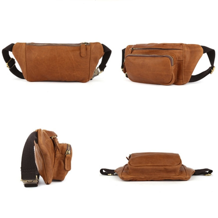 6364 Men Casual Messenger Chest Bag Retro Leather Multifunctional Waist Bag Reluova