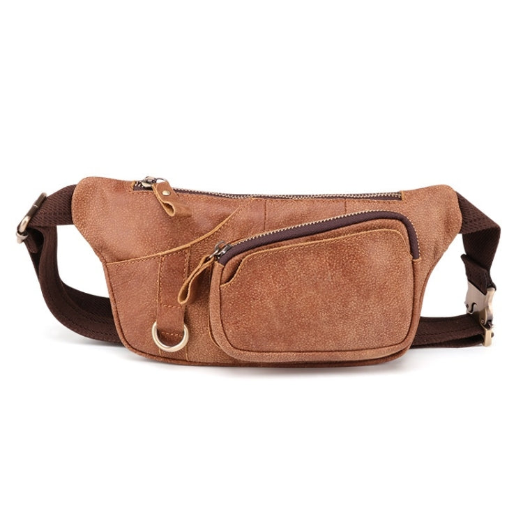 6467 Men Multifunctional Leather Waist Bag Outdoor Sports Diagonal Chest Bag