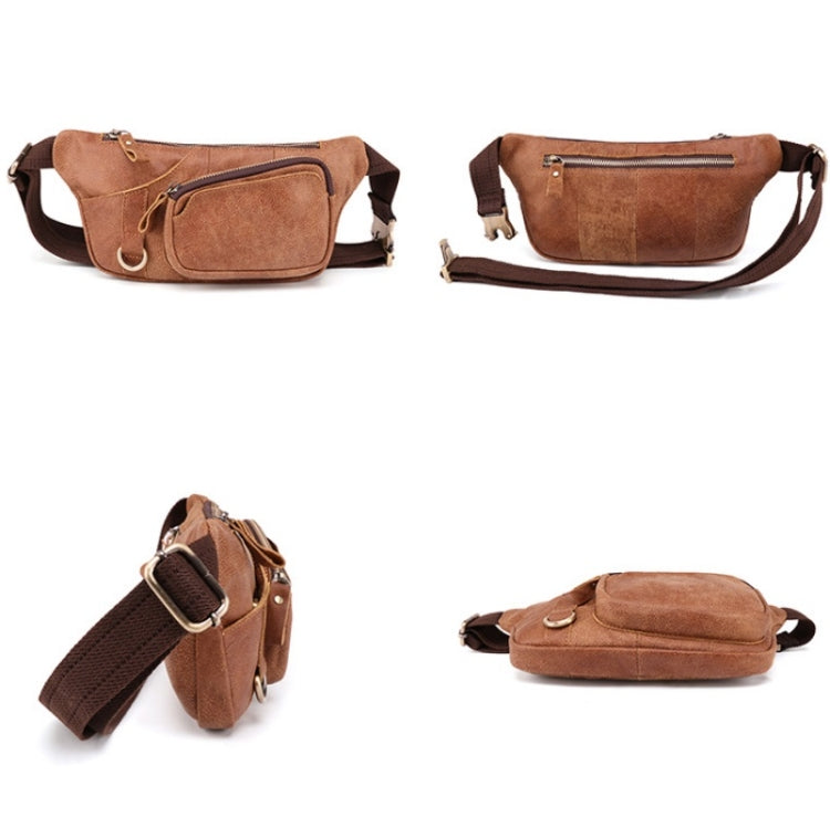 6467 Men Multifunctional Leather Waist Bag Outdoor Sports Diagonal Chest Bag