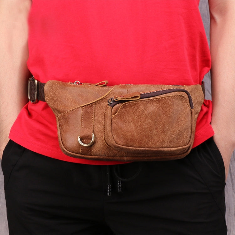 6467 Men Multifunctional Leather Waist Bag Outdoor Sports Diagonal Chest Bag Reluova