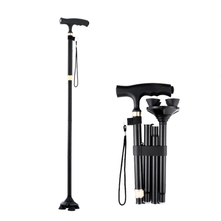 TBS-009 Four-Legged Folding Elderly Crutches Aluminum Alloy Light And Multifunctional Non-Slip Crutches With Light Reluova