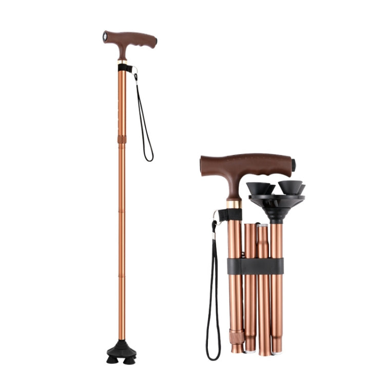 TBS-009 Four-Legged Folding Elderly Crutches Aluminum Alloy Light And Multifunctional Non-Slip Crutches With Light Reluova