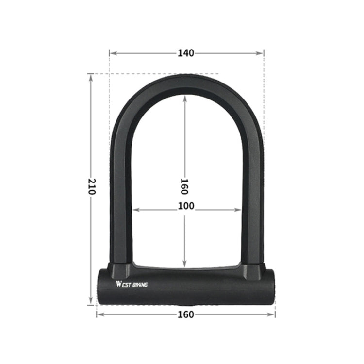 WEST BIKING Extra Large U-Shaped Bicycle Key Anti-Theft Lock