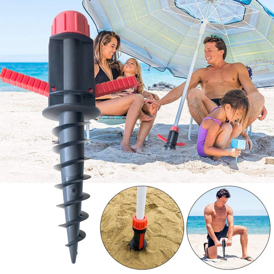 32mm Pipe Diameter Outdoor Beach Sun Umbrella Accessories Large Plastic Portable Spiral Ground Plug