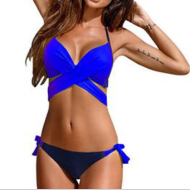 Ladies Cross Patchwork Swimwear Backless Split Bikini, Series 2