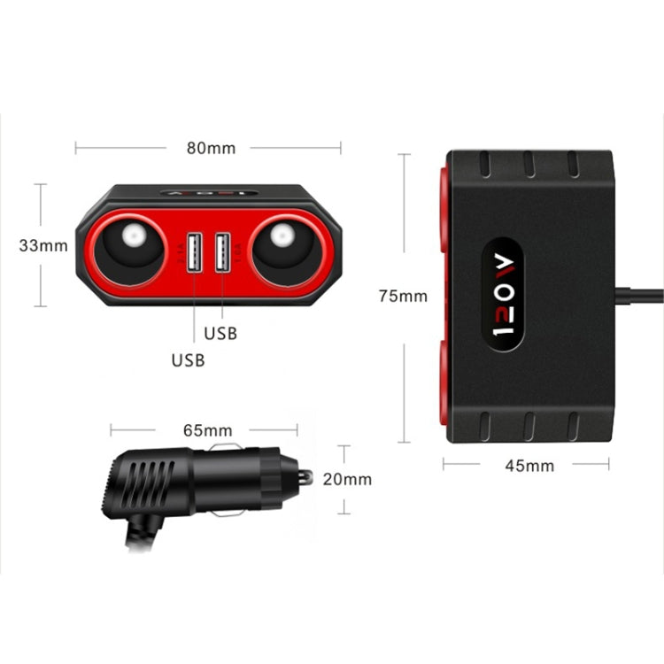 2 PCS Car Cigarette Lighter 1 In 2 Auto Multi-Function Mobile Phone Charger-Reluova