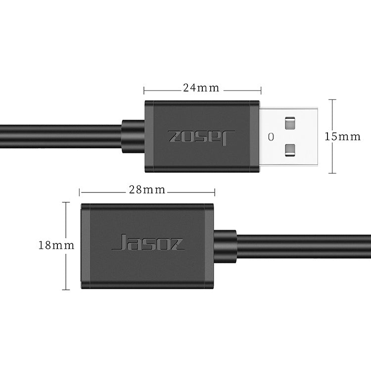 Jasoz USB Male to Female Oxygen-Free Copper Core Extension Data Cable, Colour: Black 0.5m My Store