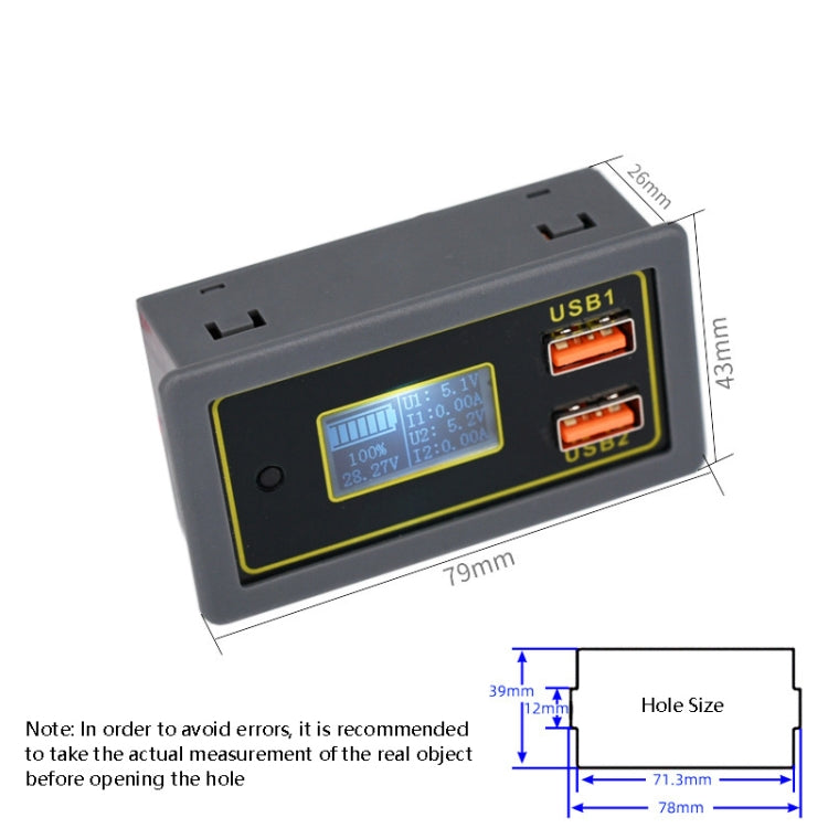 Car DC Voltage Electricity Table 12/24V Battery Lead-Acid Battery Turn 5V USB Fast Charge Display