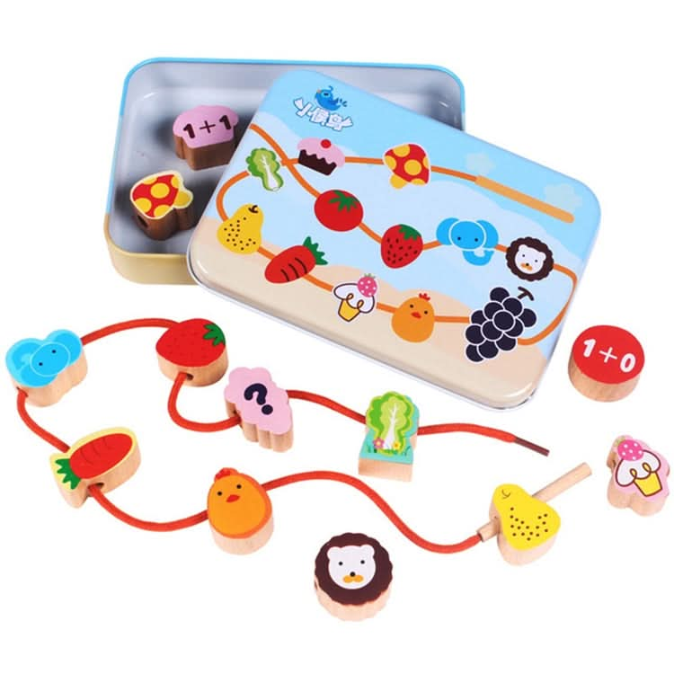 Wooden Toys Baby DIY Toy Cartoon Fruit Animal Stringing Threading Wooden Beads Toy Reluova