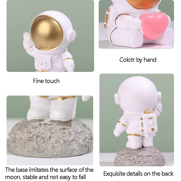 Resin Crafts Space Astronaut Ornaments Home Office Desktop Ornaments Children Gift, Style: Sitting With Heart Gold