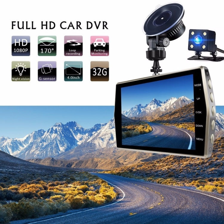 4-Inch HD 1080P Dual-Lens Night Vision Front And Rear Video Driving Recorder-Reluova