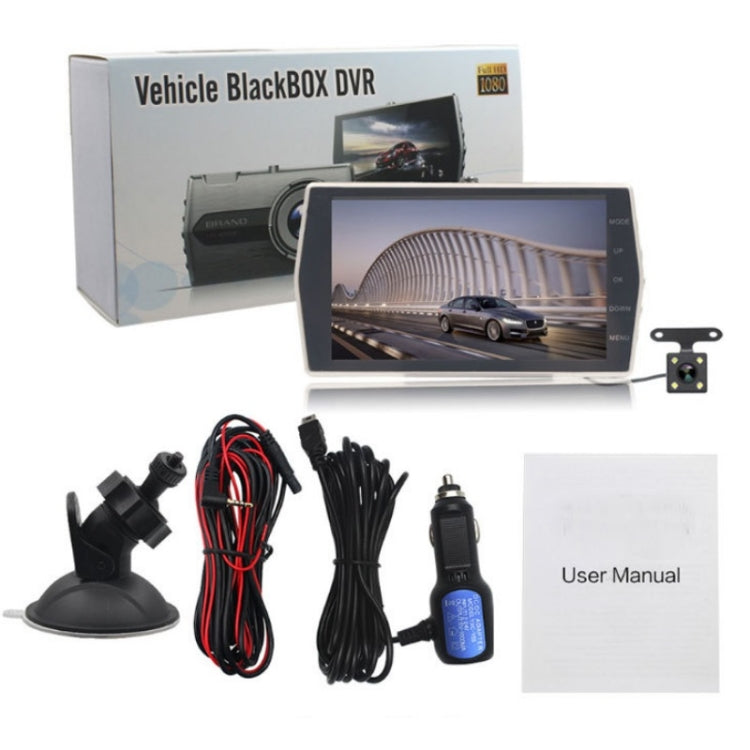 4-Inch HD 1080P Dual-Lens Night Vision Front And Rear Video Driving Recorder-Reluova