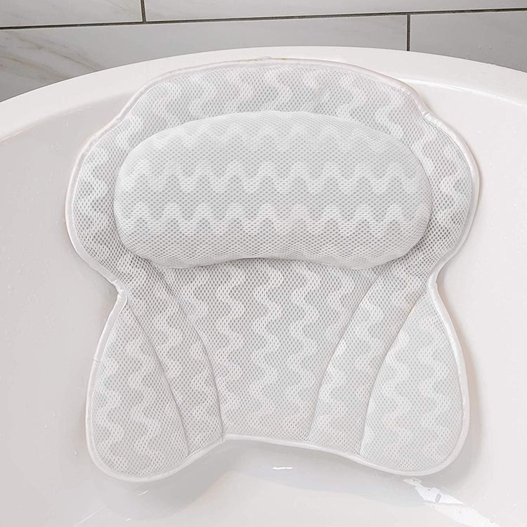 Machine Washable Mesh Cloth 3D Wave Bathtub Pillow Bathroom Bath Headrest Reluova