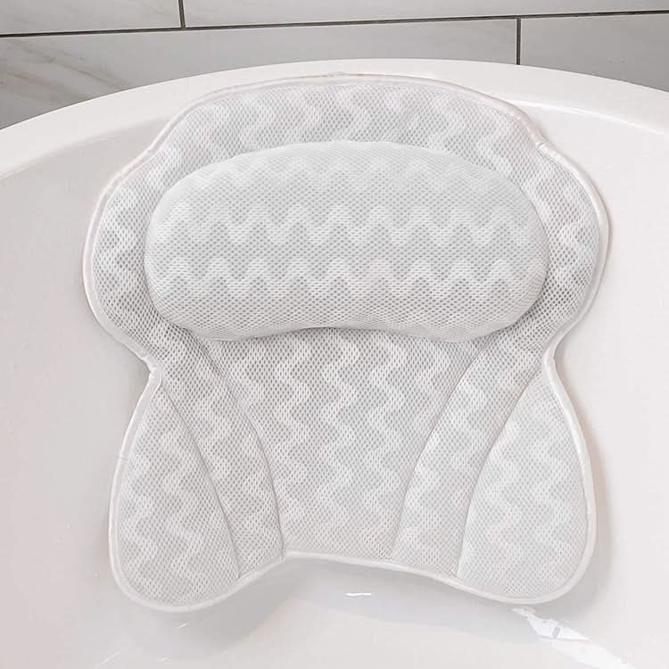 Machine Washable Mesh Cloth 3D Wave Bathtub Pillow Bathroom Bath Headrest Reluova