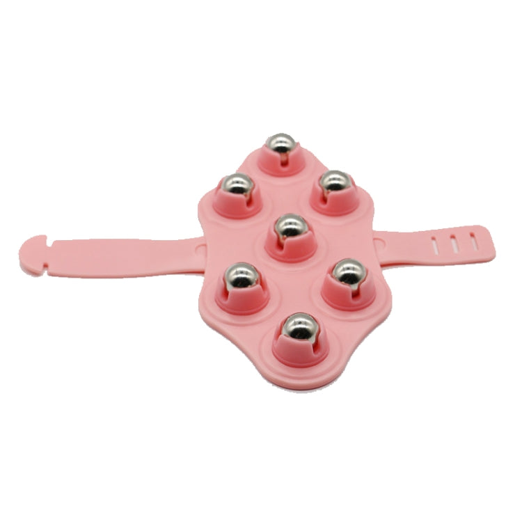 Seven-ball Massager Multifunctional Five-element Meridian Brush Lymphatic Dredging Roller-ball Massager, Shape: Ordinary  Pink