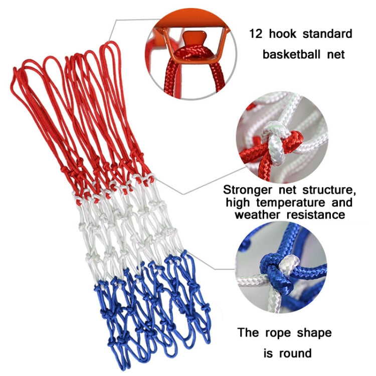 Outdoor Round Rope Basketball Net, Colour: 5.0mm Long Heavy Polyester(Red White Blue) Reluova