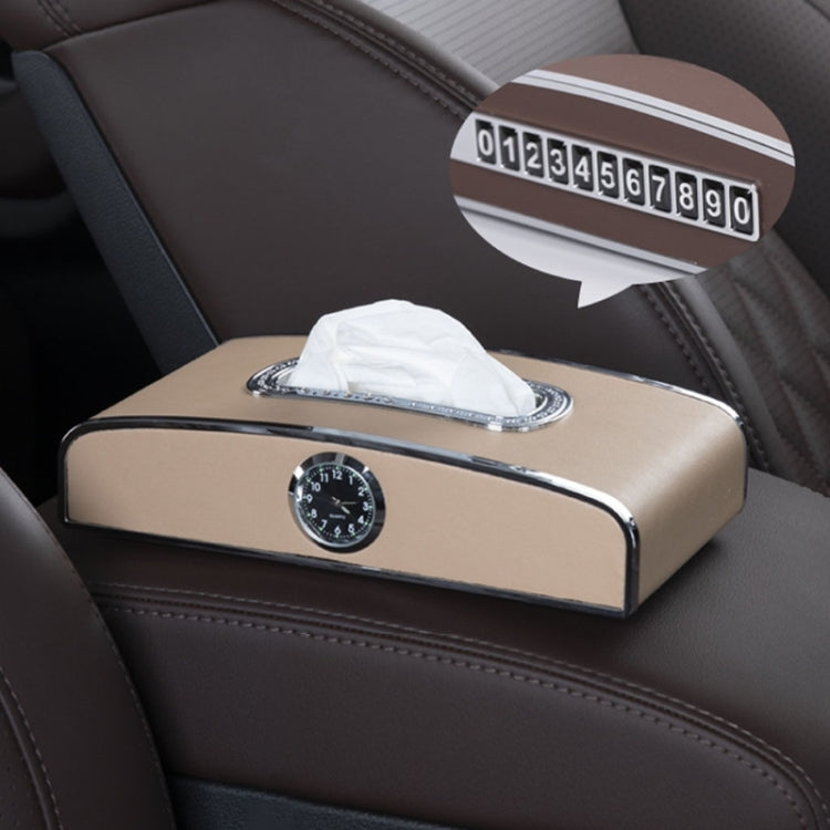 Car Clock Tissue Box Multi-Function Vehicle Instrument Table Paper Towel Box, Style: ÎҵÄÉ̵ê