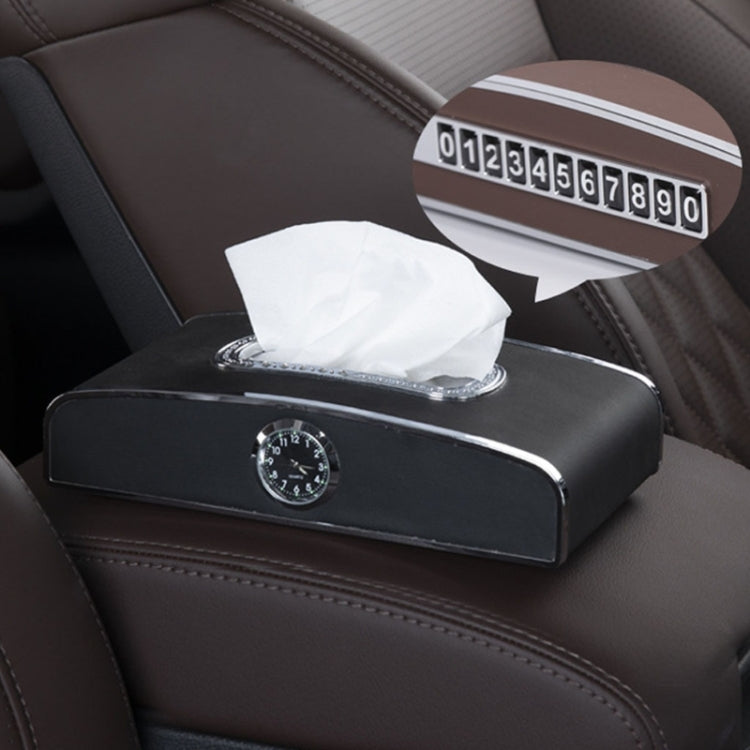 Car Clock Tissue Box Multi-Function Vehicle Instrument Table Paper Towel Box, Style: