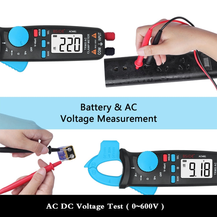 BSIDE ACM81 Digital Clamp Meter Auto-Rang 1mA Accuracy 200A Current DC AC Multimeter