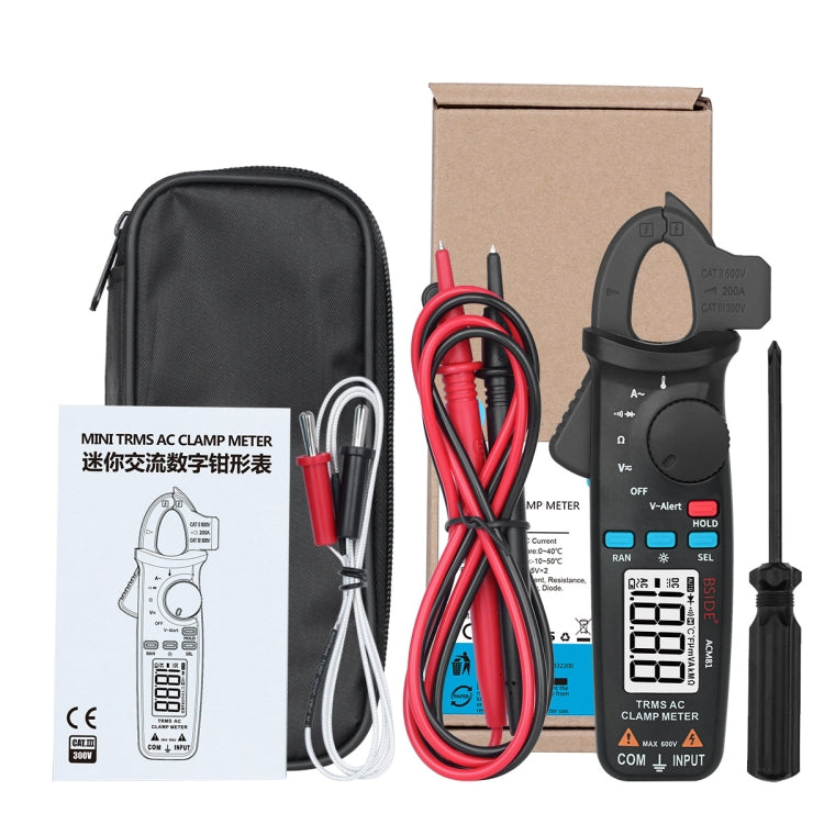 BSIDE ACM81 Digital Clamp Meter Auto-Rang 1mA Accuracy 200A Current DC AC Multimeter