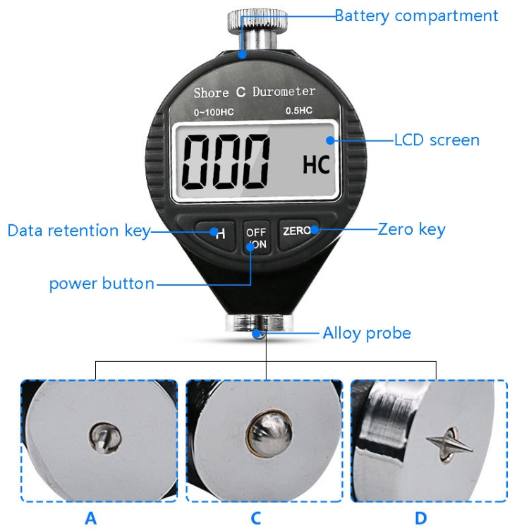 Electronic Digital Display Hard Meter Plastic Rubber Silicone Tire Hardness Meter My Store