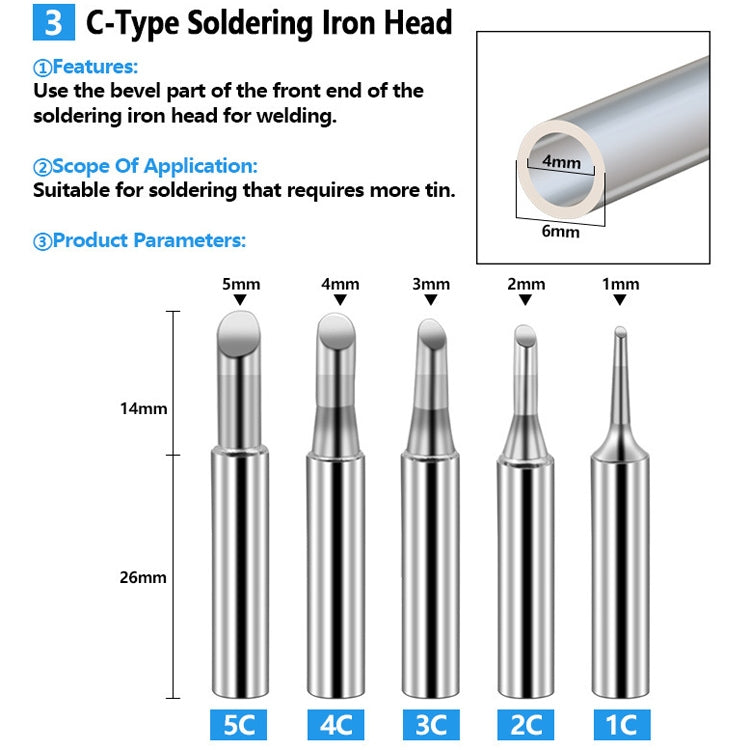 Soldering Tips 936 Soldering Station Pure Copper Soldering Iron Tips Lead-Free Soldering Iron Tips