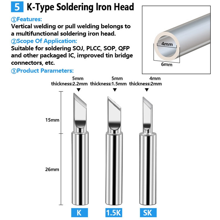 Soldering Tips 936 Soldering Station Pure Copper Soldering Iron Tips Lead-Free Soldering Iron Tips