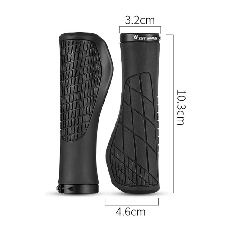 1 Pair WEST BIKING YP0804060 Bicycle Grips Mountain Bike Non-Slip Rubber Grips