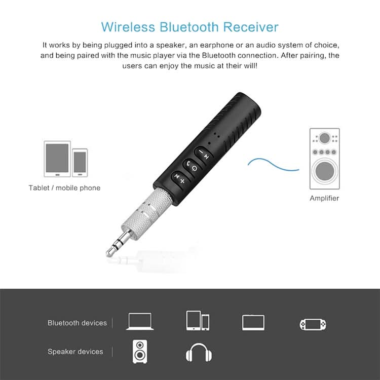 3.5mm Lavalier Bluetooth Audio Receiver with Metal Adapter