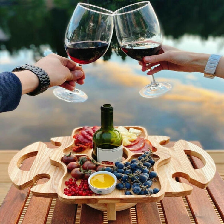 Outdoor Picnic Table Wooden Foldable Wine Rack