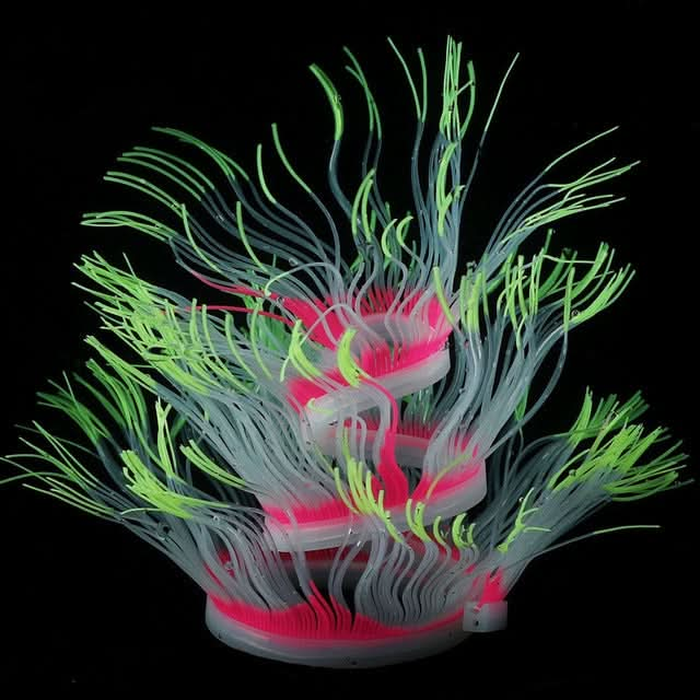 Aquarium Fish Tank Landscaping Decoration Silica Gel Simulation Software Coral Fluorescent Anemone, Size: - Reluova