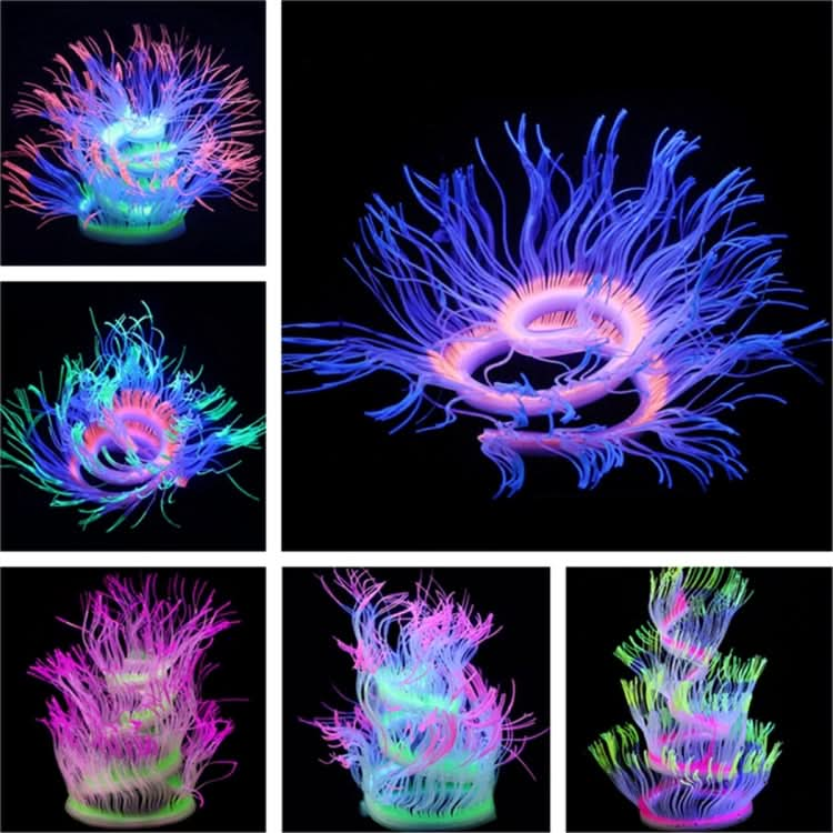 Aquarium Fish Tank Landscaping Decoration Silica Gel Simulation Software Coral Fluorescent Anemone, Size: - Reluova