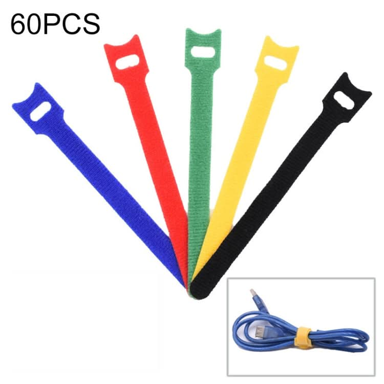 60 PCS T-Shaped Cable Organizer Belt Nylon Winder Buckle, Length: