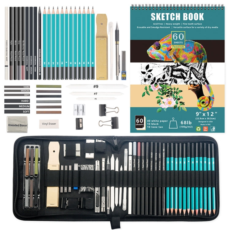 50 in 1 Sketch Pencil Tool Set High-Gloss Metal Pen Carbon Pen Painting Art Set My Store