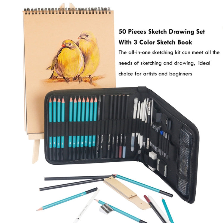 50 in 1 Sketch Pencil Tool Set High-Gloss Metal Pen Carbon Pen Painting Art Set