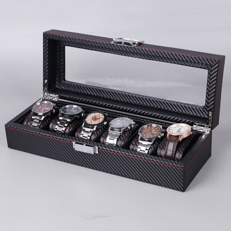 Carbon Fiber PU Leather Watch Box Jewelry Storage Box Packaging Box, Style: Reluova